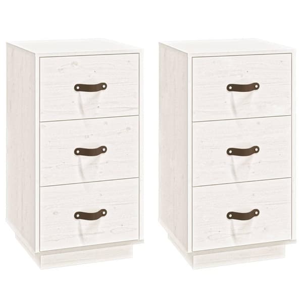 vidaXL Sängbord 2 st vit 40x40x75 cm massiv furu