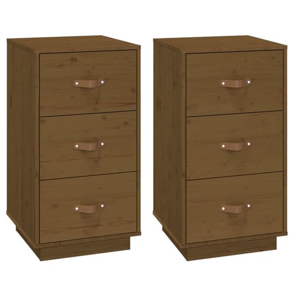 vidaXL Nattbord 2 stk honningbrun 40x40x75 cm heltre furu