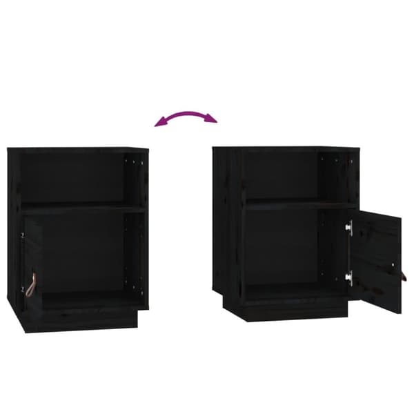 vidaXL sengeborde 2 stk. 40x34x55 cm massivt fyrretræ sort