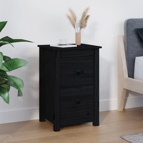 vidaXL Yöpöytä musta 40x35x61,5 cm täysi mänty