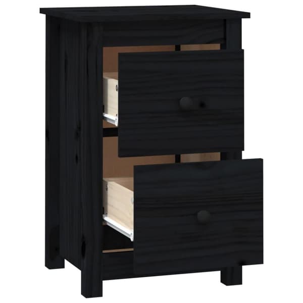 vidaXL sengeborde 2 stk. 40x35x61,5 cm massivt fyrretræ sort