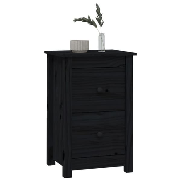vidaXL sengeborde 2 stk. 40x35x61,5 cm massivt fyrretræ sort