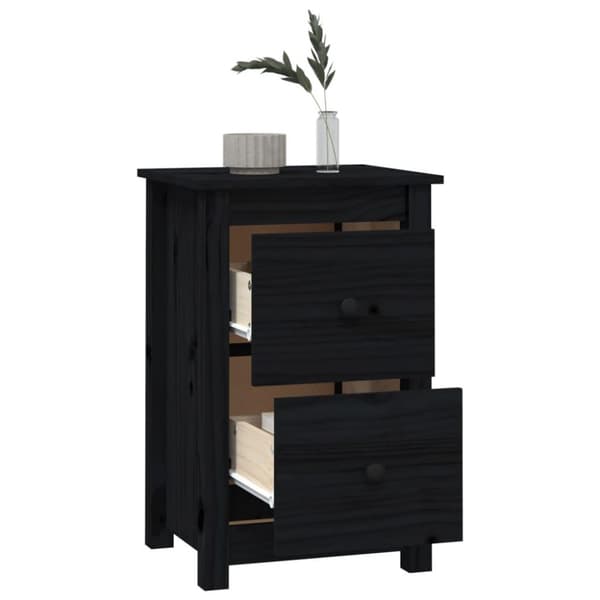 vidaXL sengeborde 2 stk. 40x35x61,5 cm massivt fyrretræ sort