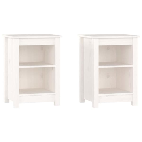 vidaXL sengeborde 2 stk. 40x35x55 cm massivt fyrretræ hvid