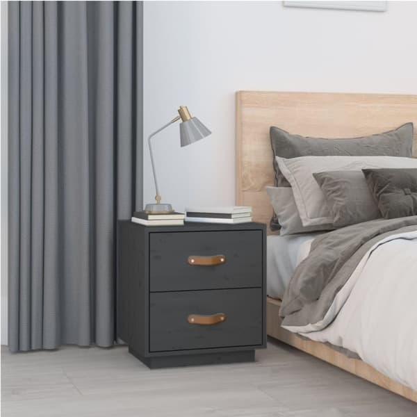 vidaXL Yöpöydät 2 kpl harmaa 40x34x45 cm täysi mänty