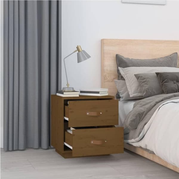 vidaXL Yöpöydät 2 kpl hunajanruskea 40x34x45 cm täysi mänty
