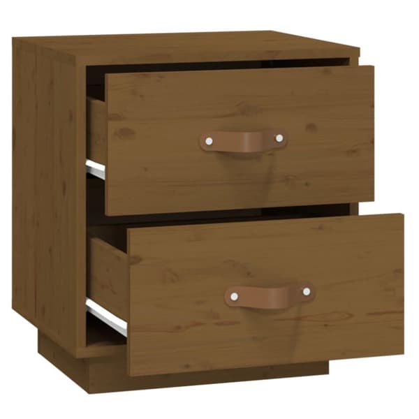 vidaXL Yöpöydät 2 kpl hunajanruskea 40x34x45 cm täysi mänty
