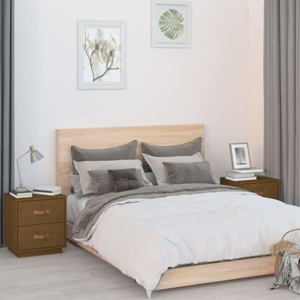vidaXL Yöpöydät 2 kpl hunajanruskea 40x34x45 cm täysi mänty