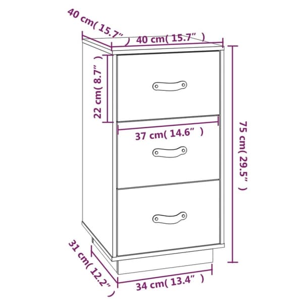 vidaXL sengebord 40x40x75 cm massivt fyrretræ