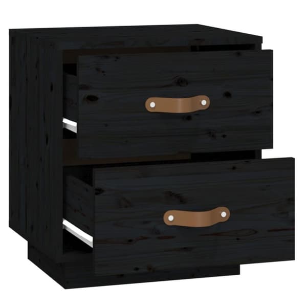 vidaXL sengebord 40x34x45 cm massivt fyrretræ sort
