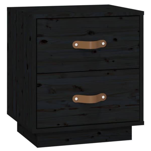 vidaXL sengebord 40x34x45 cm massivt fyrretræ sort