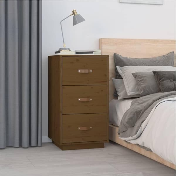 vidaXL sengeborde 2 stk. 40x40x75 cm massivt fyrretræ gyldenbrun