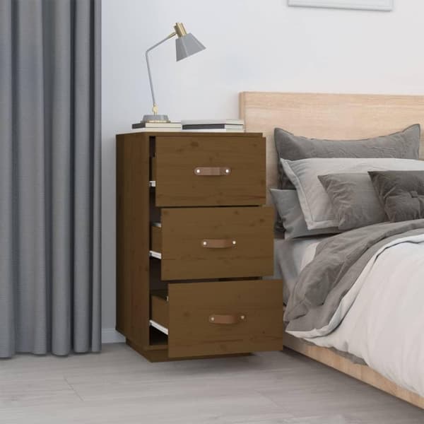 vidaXL sengeborde 2 stk. 40x40x75 cm massivt fyrretræ gyldenbrun