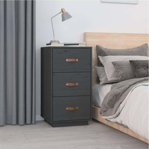 vidaXL Yöpöydät 2 kpl harmaa 40x40x75 cm täysi mänty