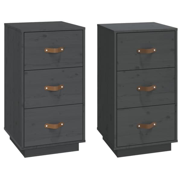 vidaXL Yöpöydät 2 kpl harmaa 40x40x75 cm täysi mänty