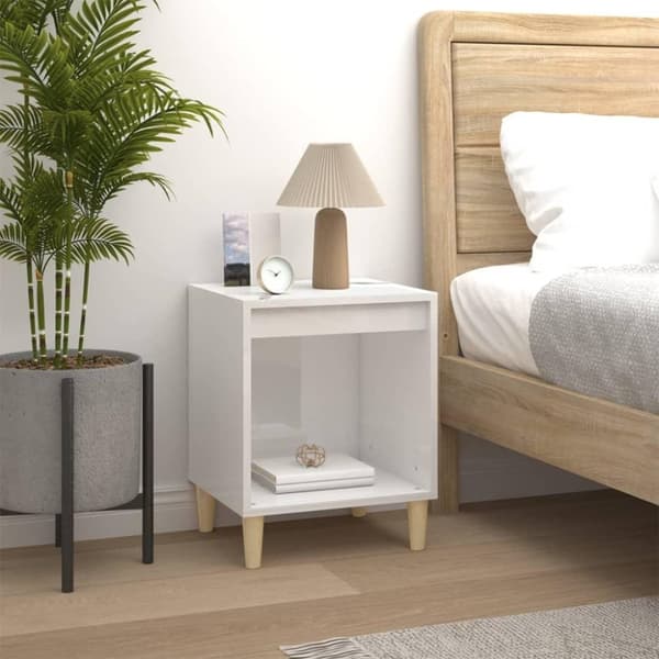 vidaXL Sängbord vit högglans 40x35x50 cm konstruerat trä