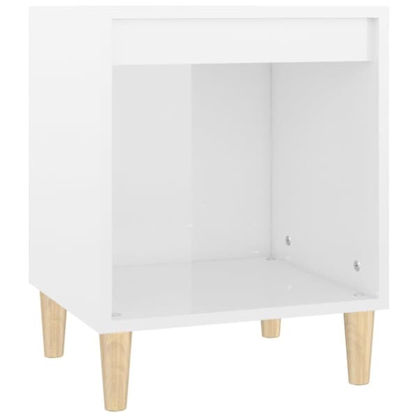 vidaXL Sängbord vit högglans 40x35x50 cm konstruerat trä