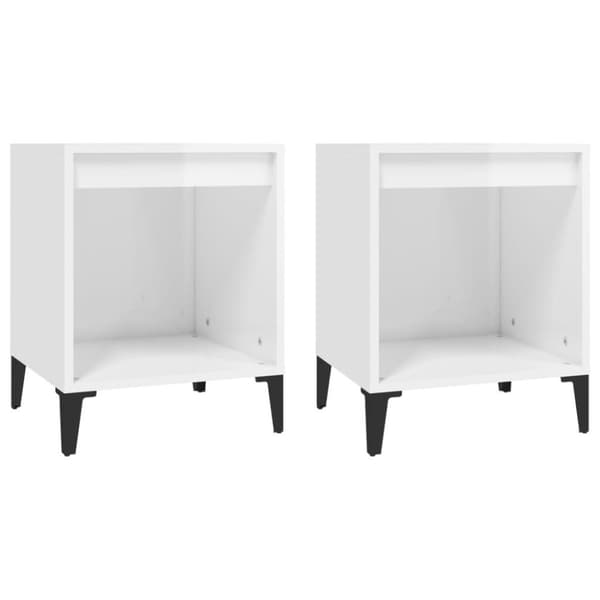 vidaXL Nattbord 2 stk høyglans hvit 40x35x50 cm
