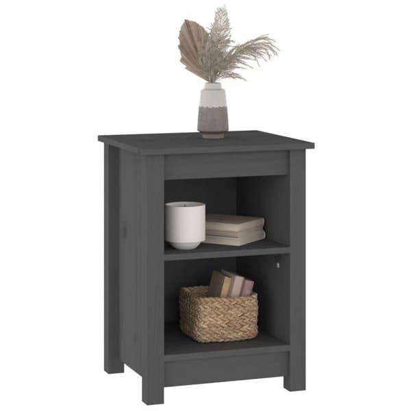 vidaXL Yöpöydät 2 kpl harmaa 40x35x55 cm täysi mänty