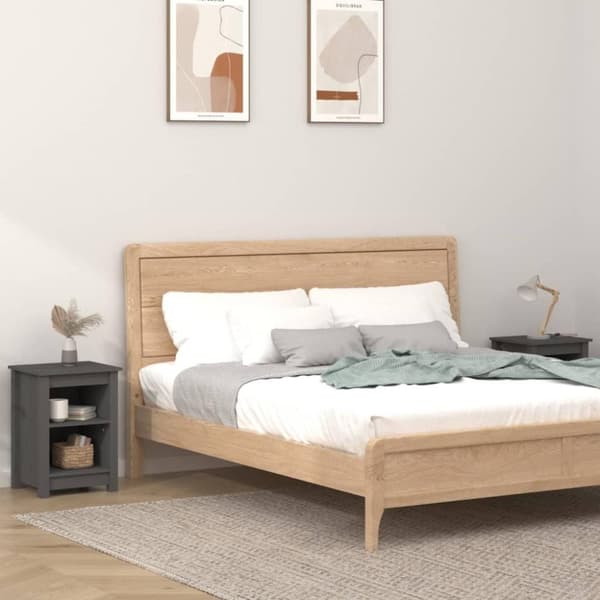 vidaXL Yöpöydät 2 kpl harmaa 40x35x55 cm täysi mänty
