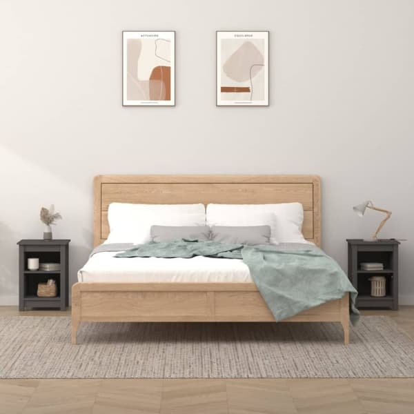 vidaXL Yöpöydät 2 kpl harmaa 40x35x55 cm täysi mänty