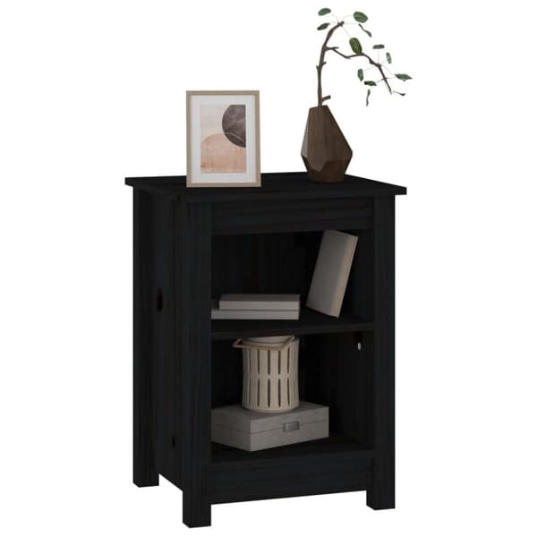 vidaXL sengebord 40x35x55 cm massivt fyrretræ sort