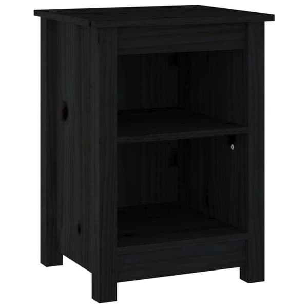 vidaXL sengebord 40x35x55 cm massivt fyrretræ sort