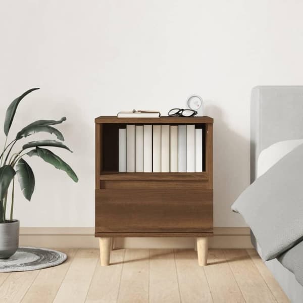 vidaXL sengeborde 2 stk. 40x35x50 cm brun egetræsfarve
