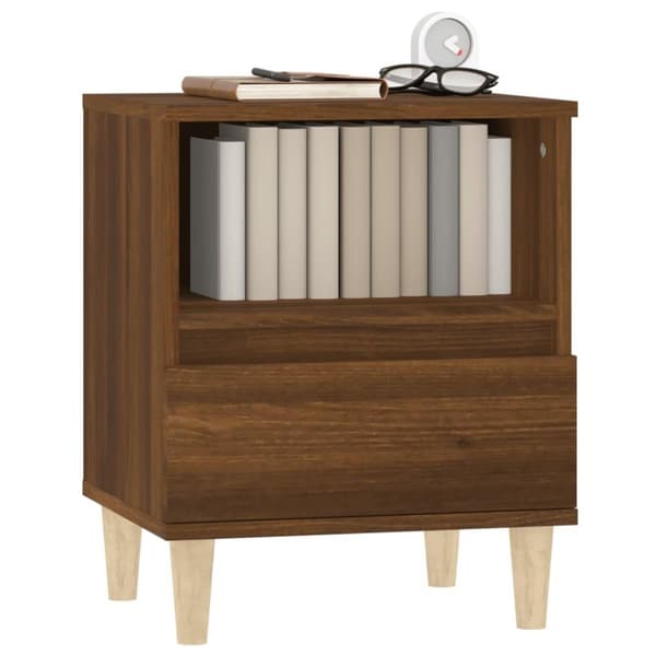 vidaXL sengeborde 2 stk. 40x35x50 cm brun egetræsfarve