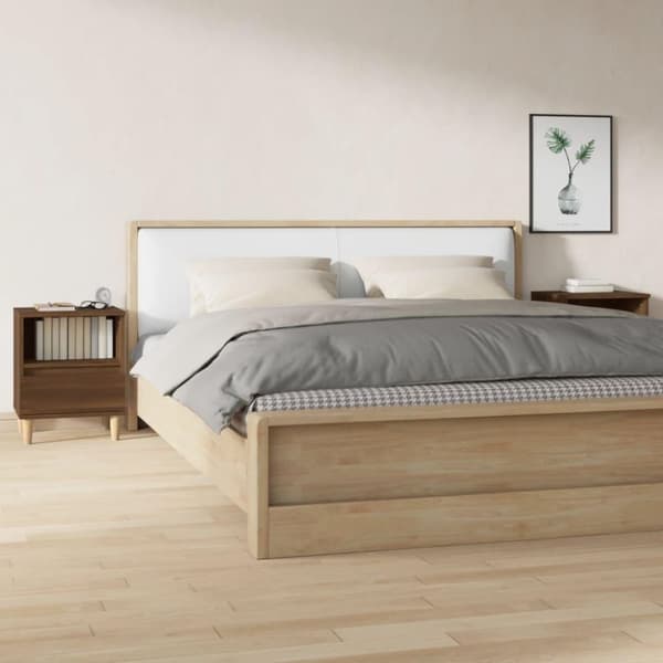 vidaXL sengeborde 2 stk. 40x35x50 cm brun egetræsfarve