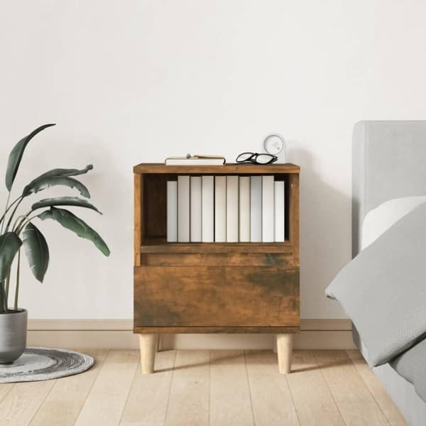 vidaXL sengeborde 2 stk. 40x35x50 cm røget egetræsfarve