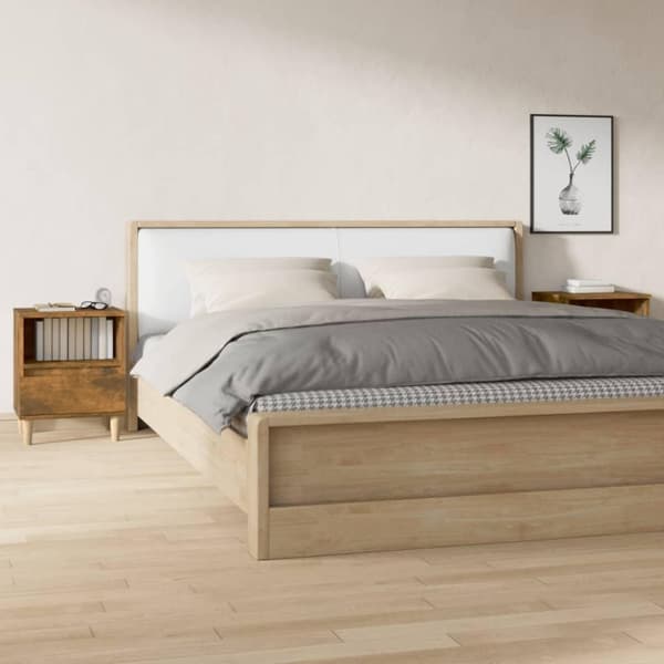 vidaXL sengeborde 2 stk. 40x35x50 cm røget egetræsfarve