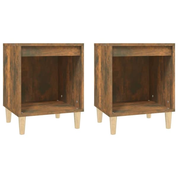 vidaXL sengeborde 2 stk. 40x35x50 cm røget egetræsfarve
