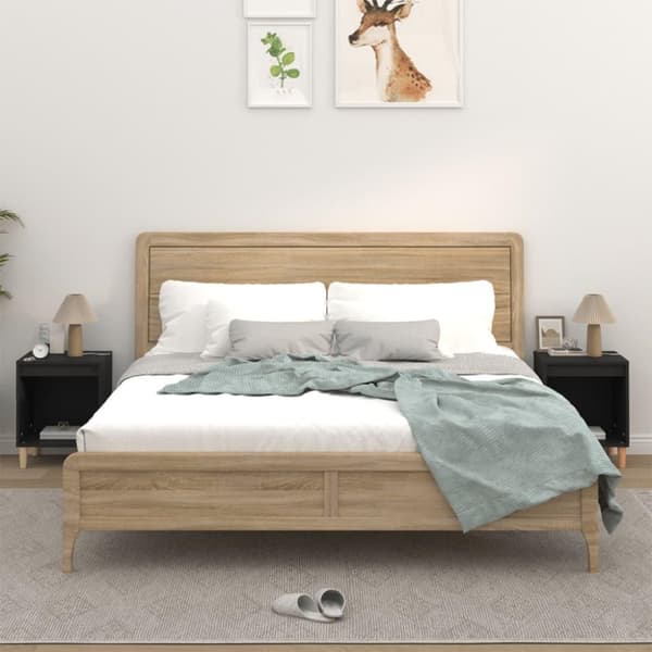 vidaXL sengeborde 2 stk. 40x35x50 cm sort