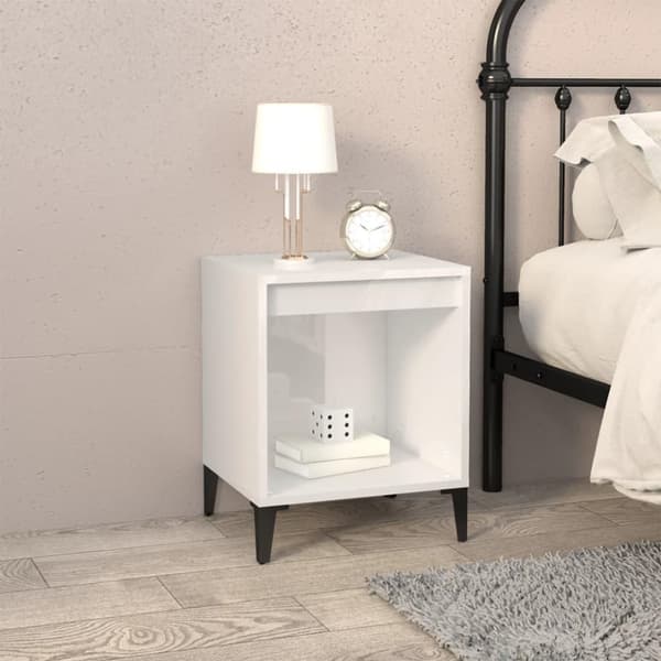 vidaXL sengeborde 2 stk. 40x35x50 cm hvid højglans