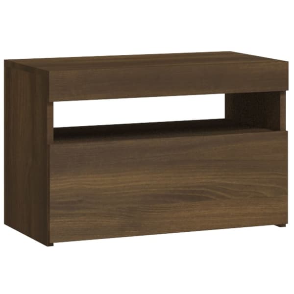vidaXL Nattbord med LED brun eik 60x35x40 cm