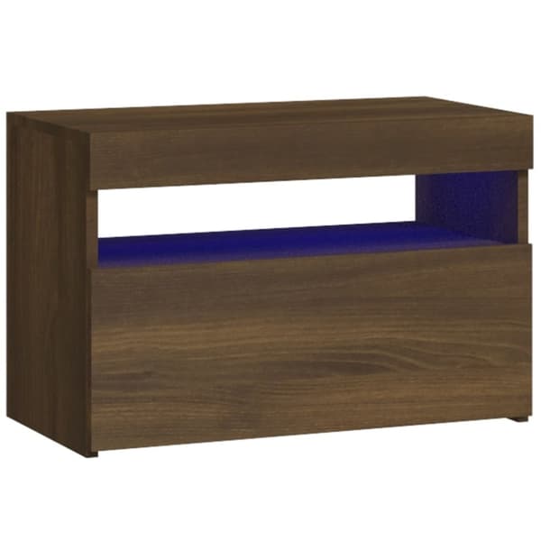 vidaXL Nattbord med LED brun eik 60x35x40 cm