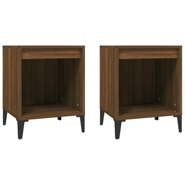 vidaXL sengeborde 2 stk. 40x35x50 cm brun egetræsfarve