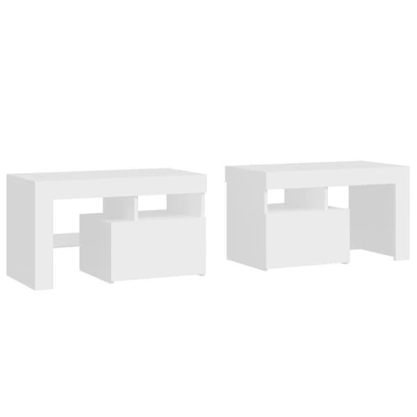 vidaXL Yöpöydät 2 kpl LED-valoilla valkoinen 70x36,5x40 cm
