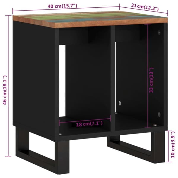 vidaXL Sidebord 40x31x46 cm gjenvunnet heltre og konstruert tre