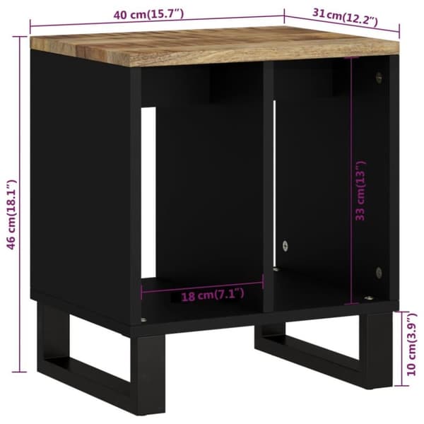 vidaXL Sidebord 40x31x46 cm heltre mango og konstruert tre