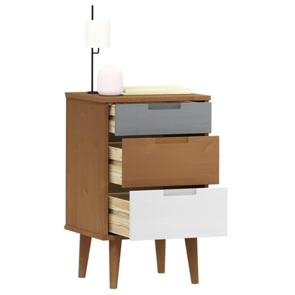 vidaXL Sängbord MOLDE brun 40x35x65 cm massiv furu