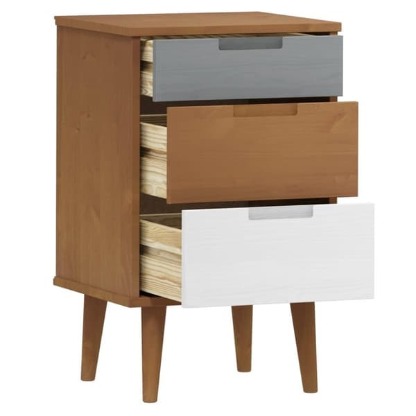 vidaXL Sängbord MOLDE brun 40x35x65 cm massiv furu