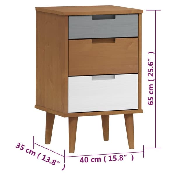 vidaXL Sängbord MOLDE brun 40x35x65 cm massiv furu