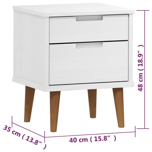 vidaXL Nattbord MOLDE hvit 40x35x48 cm heltre furu
