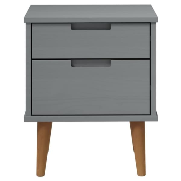 vidaXL Nattbord MOLDE grå 40x35x48 cm heltre furu