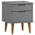 Miniatyrbilde 2 av 10: vidaXL Nattbord MOLDE grå 40x35x48 cm heltre furu