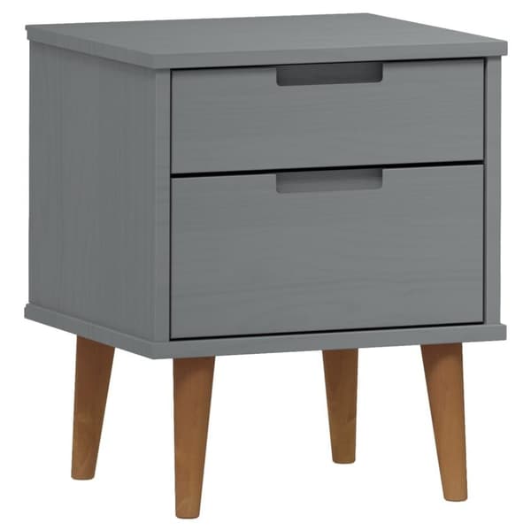 vidaXL Nattbord MOLDE grå 40x35x48 cm heltre furu