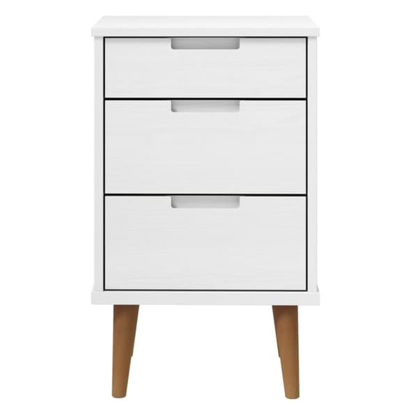 vidaXL sengebord MOLDE 40x35x65 cm massivt fyrretræ hvid