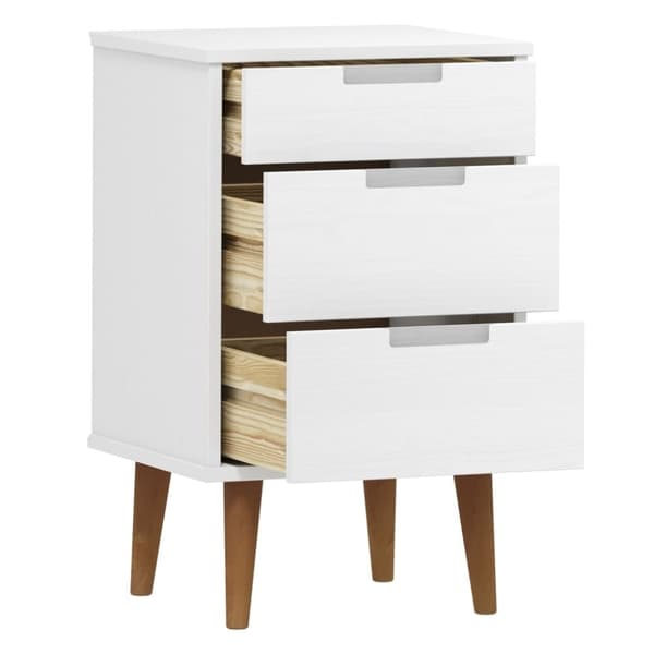 vidaXL sengebord MOLDE 40x35x65 cm massivt fyrretræ hvid